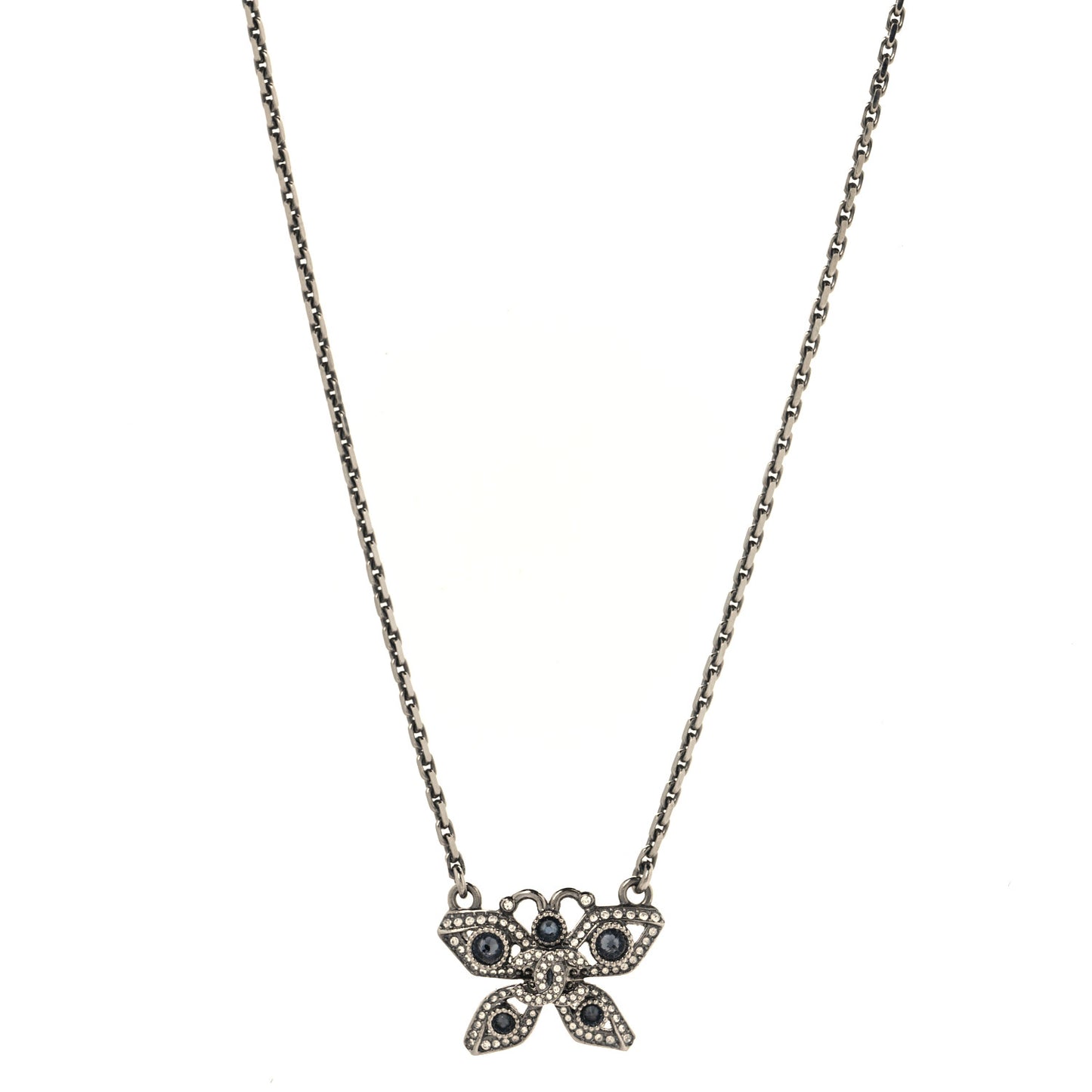 Crystal Butterfly CC Necklace Ruthenium