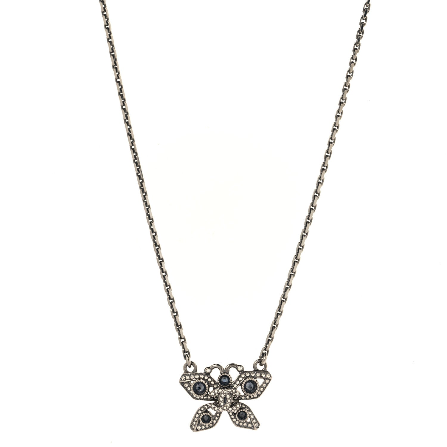 Chanel Crystal Butterfly CC Necklace Ruthenium 1 of 4