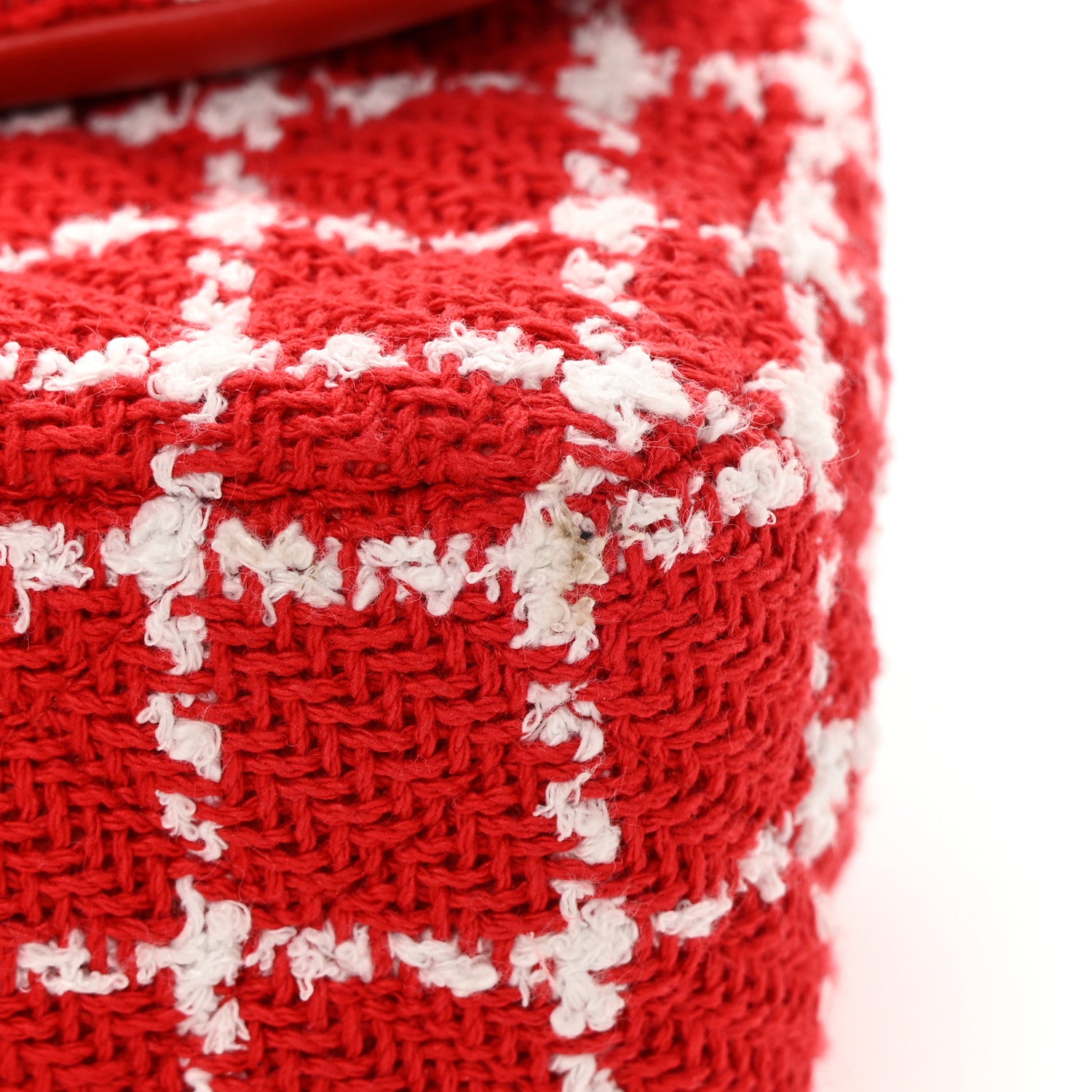 Chanel Tweed Quilted Mini Rectangular Flap White Red 11 of 12