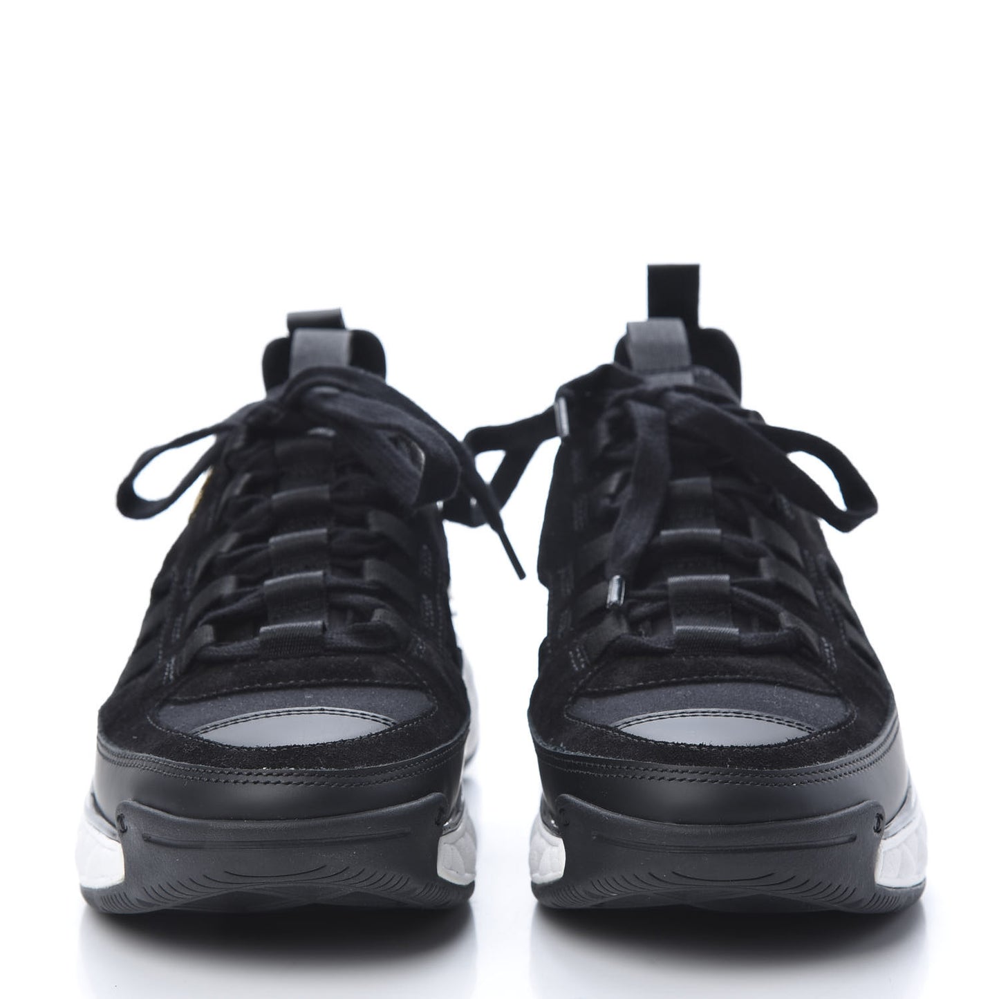 Fabric Calfskin Suede CC Sneakers 36 Black