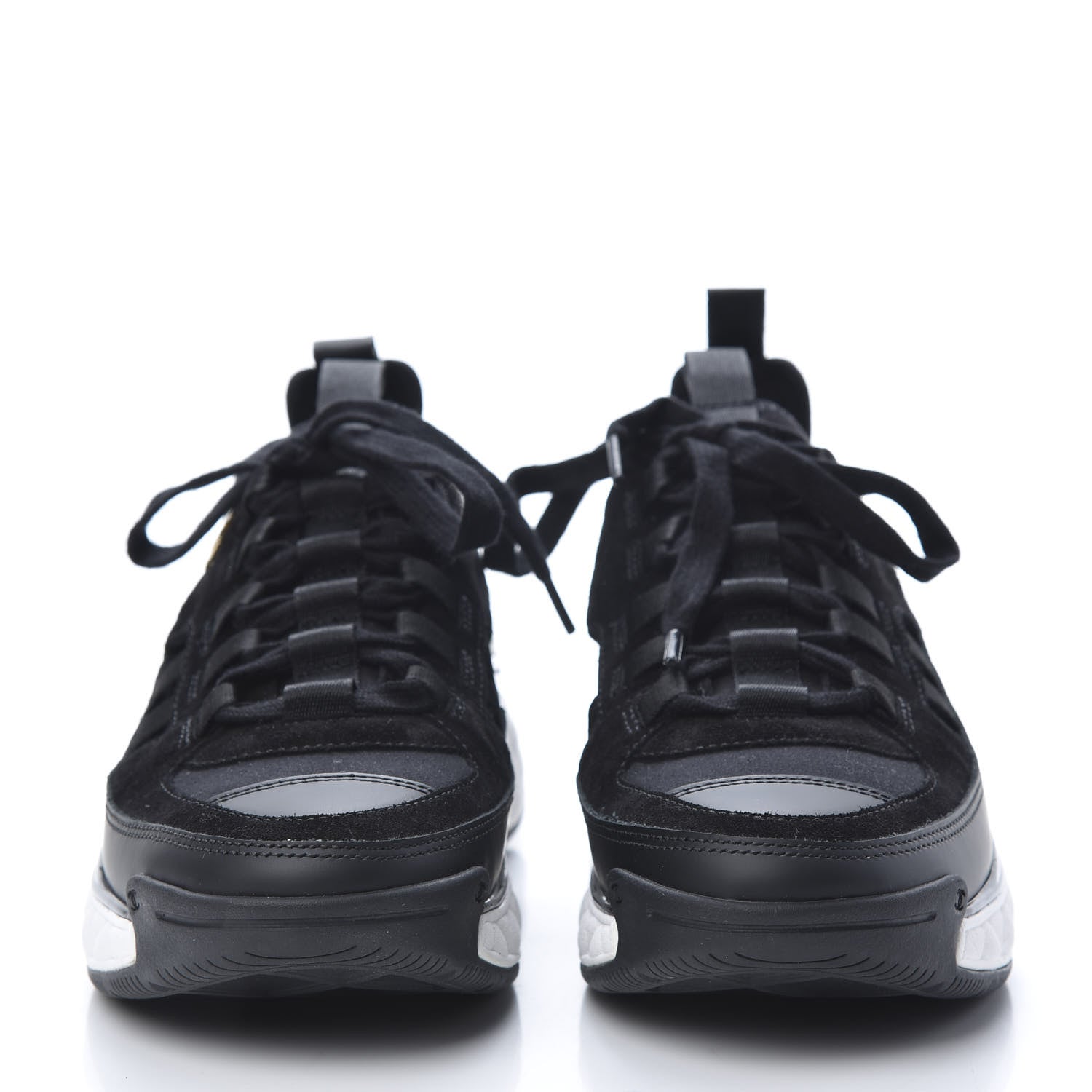 Chanel Fabric Calfskin Suede CC Sneakers 36 Black 2 of 8