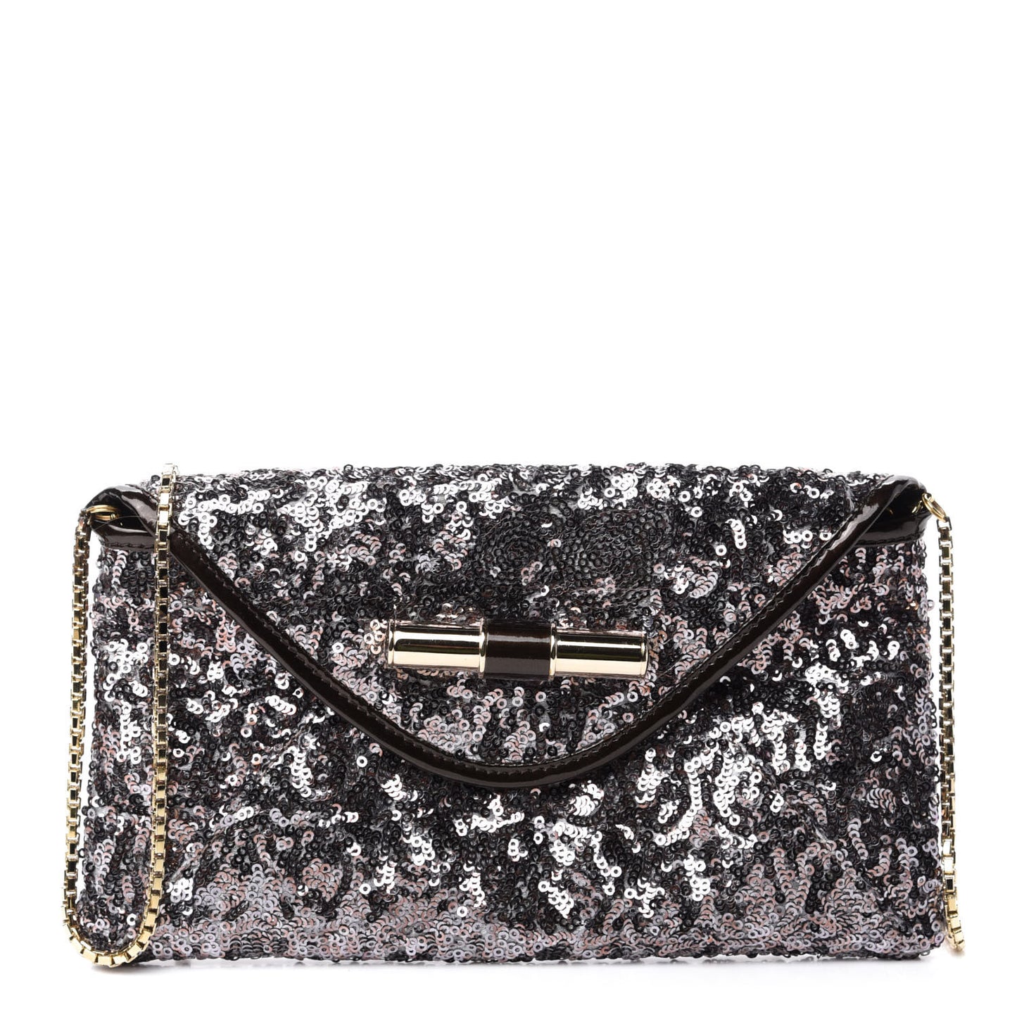 Sequin Envelope Clutch Silver Black