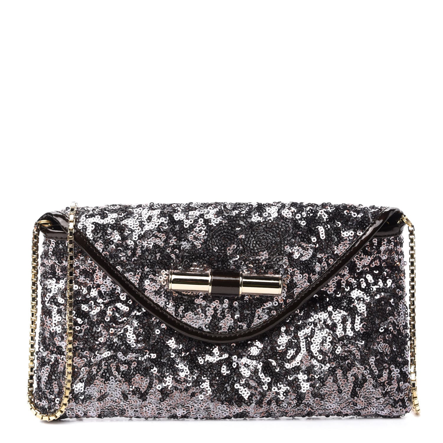 Jimmy Choo Sequin Envelope Clutch Silver Black 1 of 11