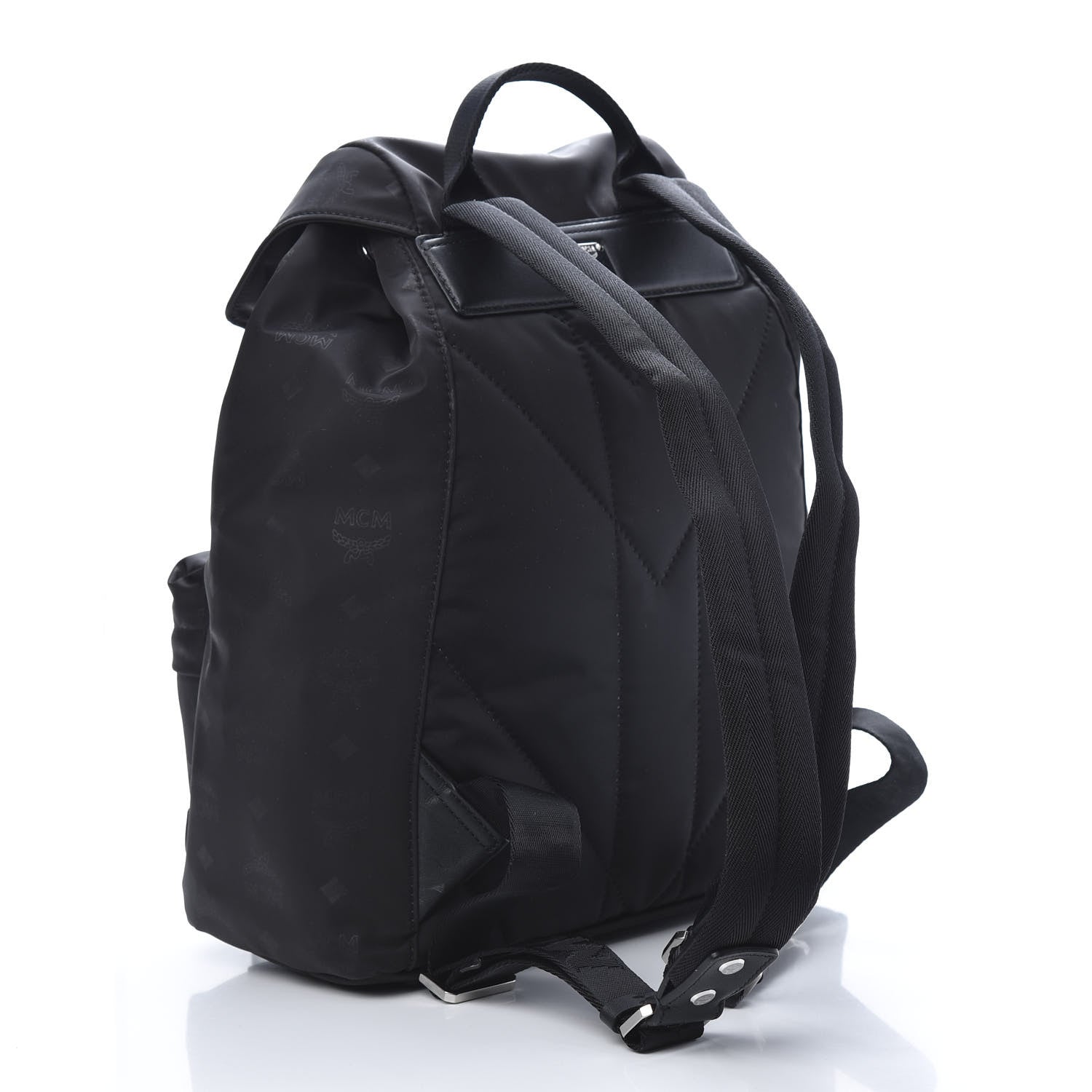 MCM Nylon Monogram Small Tivitat Two-Pocket Backpack Black 2 of 10
