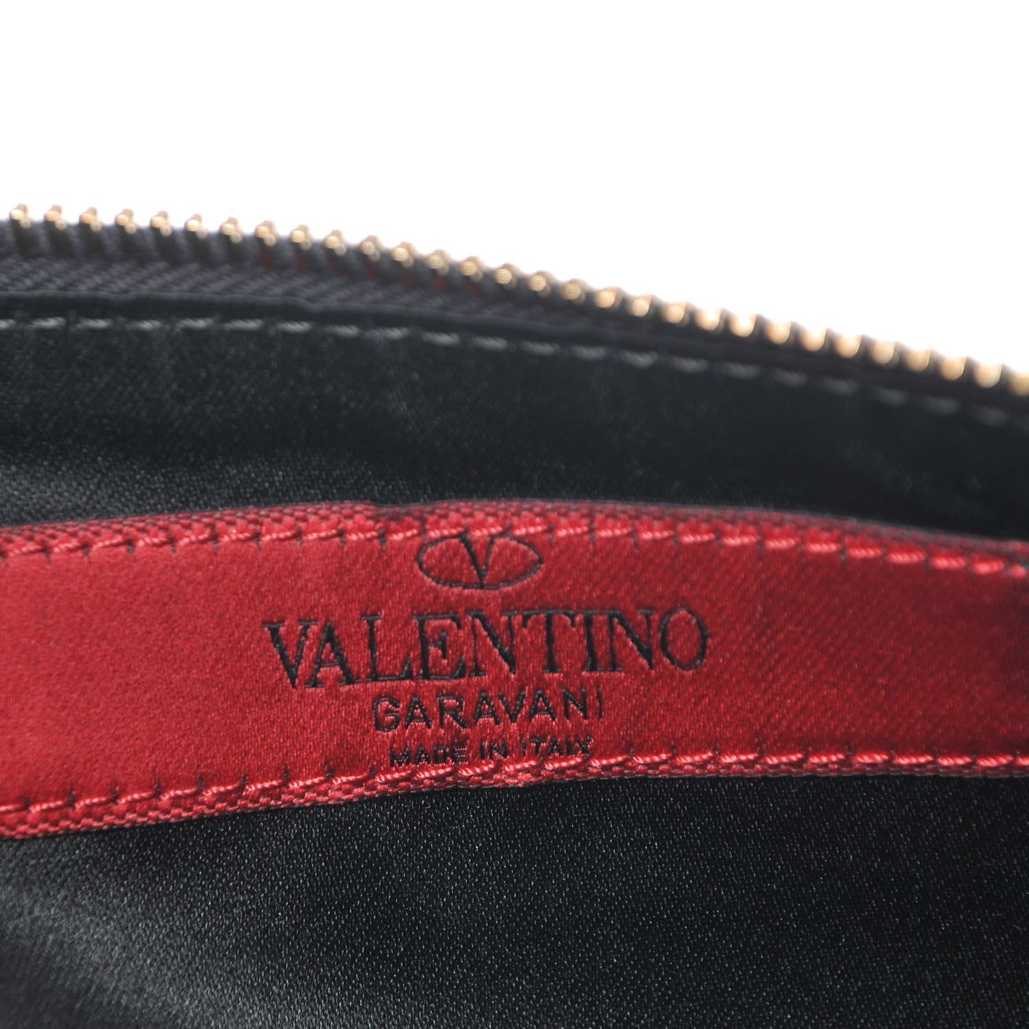 Vitello Large Rockstud Zip Pouch Black