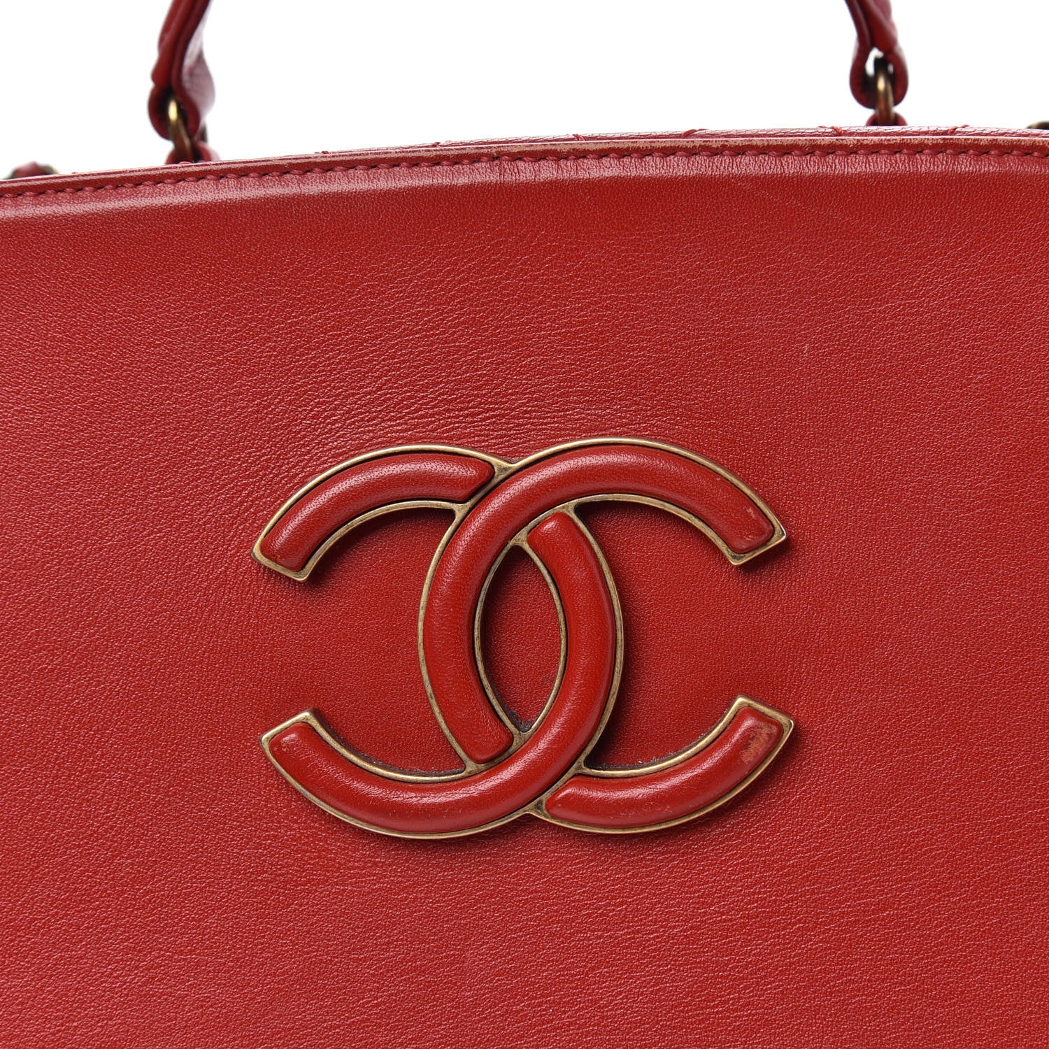 Chanel Shiny Calfskin Goatskin Quilted Coco Curve Vanity Red 10 of 14