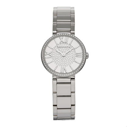 Tiffany Stainless Steel Diamond Pave 24mm Atlas 2-Hand Quartz Watch 1 of 5