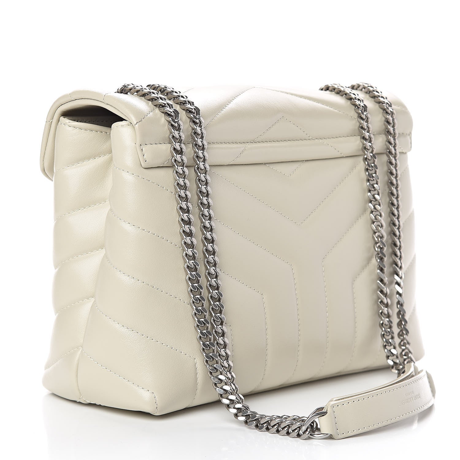 Saint Laurent Calfskin Y Quilted Monogram Small Loulou Chain Satchel Ivory 3 of 11