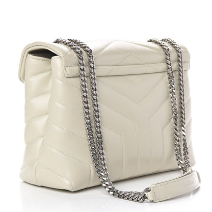 Saint Laurent Calfskin Y Quilted Monogram Small Loulou Chain Satchel Ivory 3 of 11