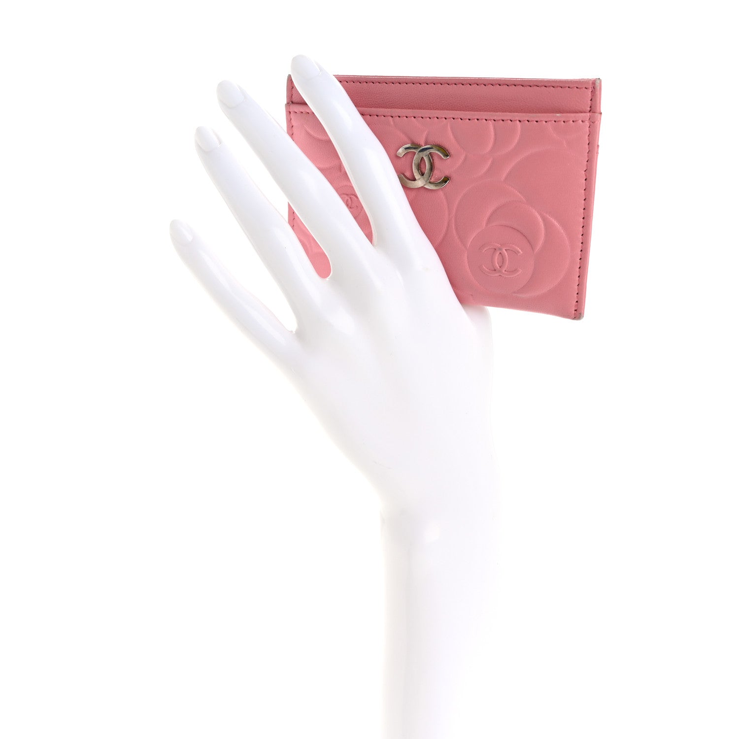 Chanel Lambskin Camellia Embossed Card Holder Pink 2 of 12