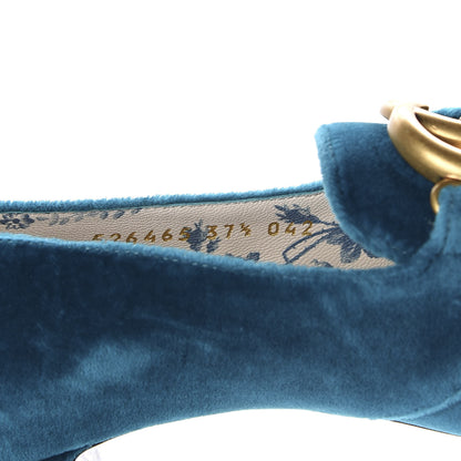 Gucci Softy Velvet GG Victoire 55mm Loafer Pumps 37.5 Pavone 9 of 11