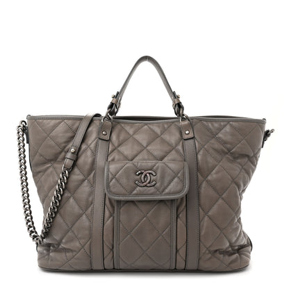Chanel Calfskin Quilted Casual Riviera Tote Grey 1 of 13