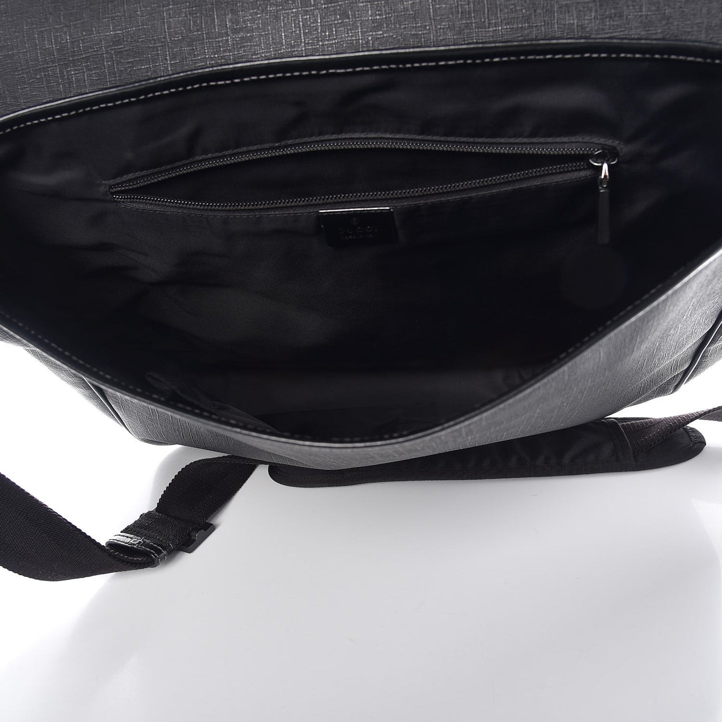 Coated Canvas Interlocking G Large Flap Messenger Bag Black