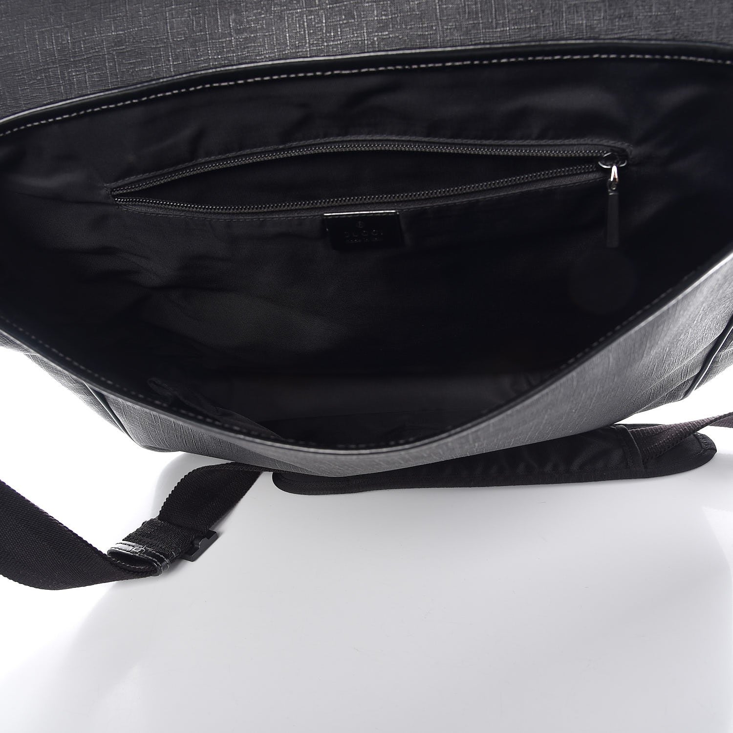 Gucci Coated Canvas Interlocking G Large Flap Messenger Bag Black 5 of 11