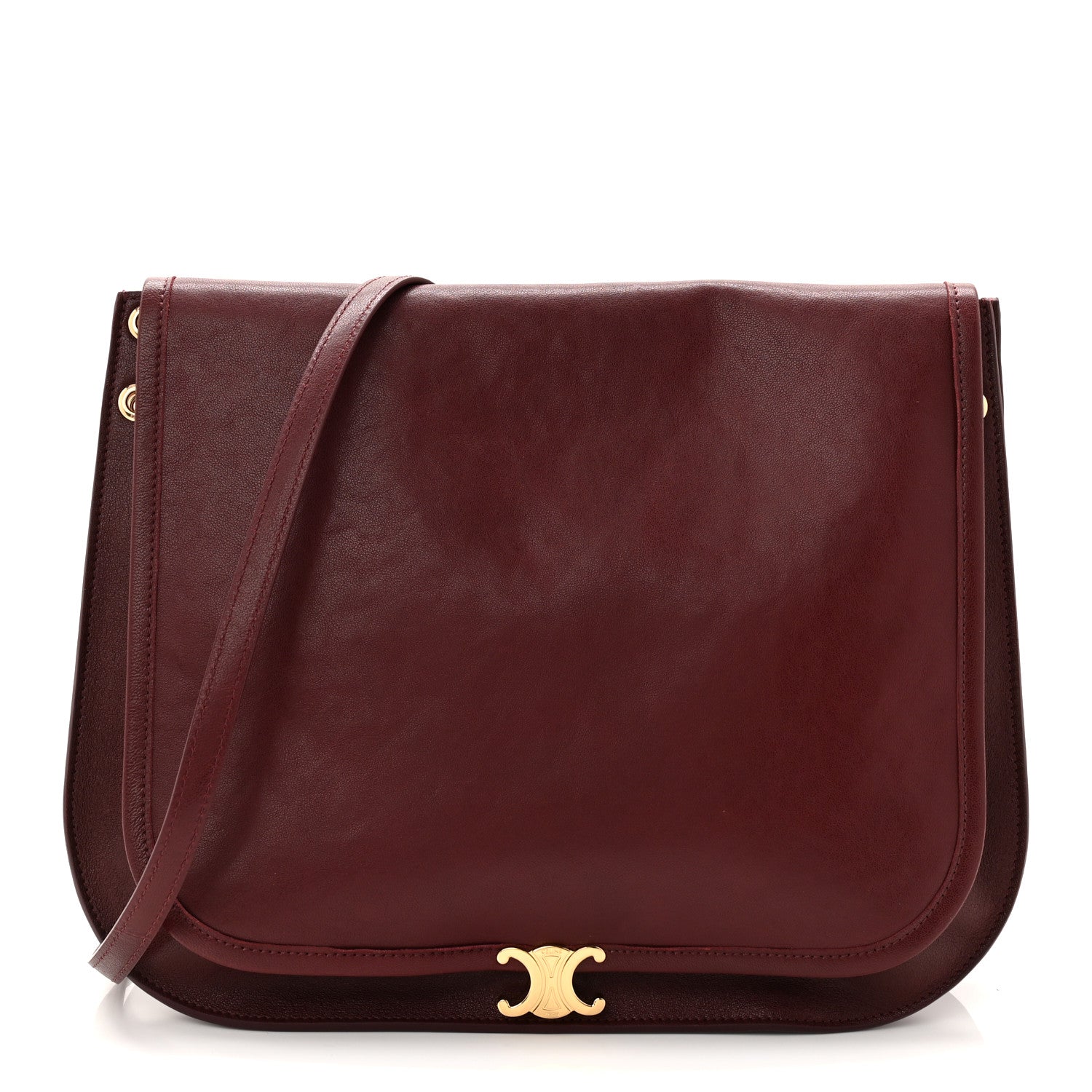 Celine Shiny Lambskin Soft Triomphe Besace Bag Syrah 1 of 10