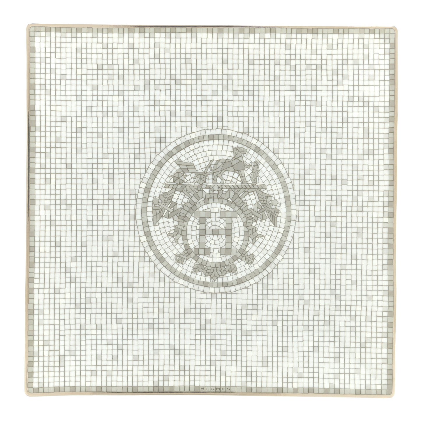 Porcelain Mosaique Au 24 Platinum Square Plate N°3