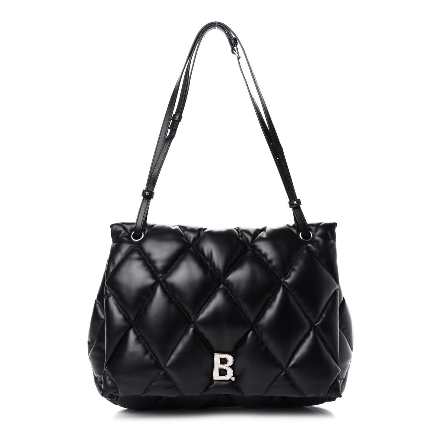 Nappa Calfskin Quilted Large Touch Shoulder Bag Black