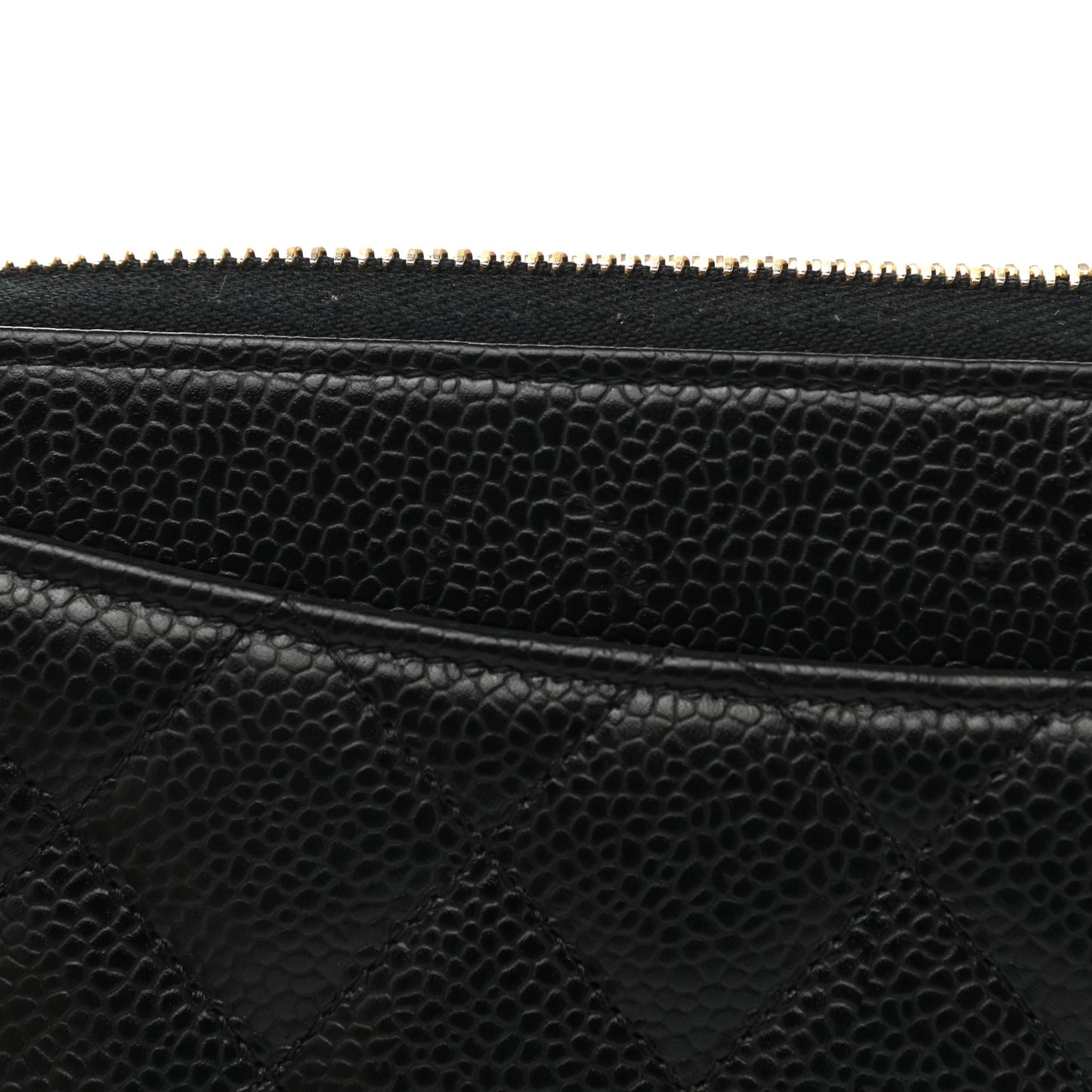 Caviar Quilted Large Gusset Zip Around Wallet Black