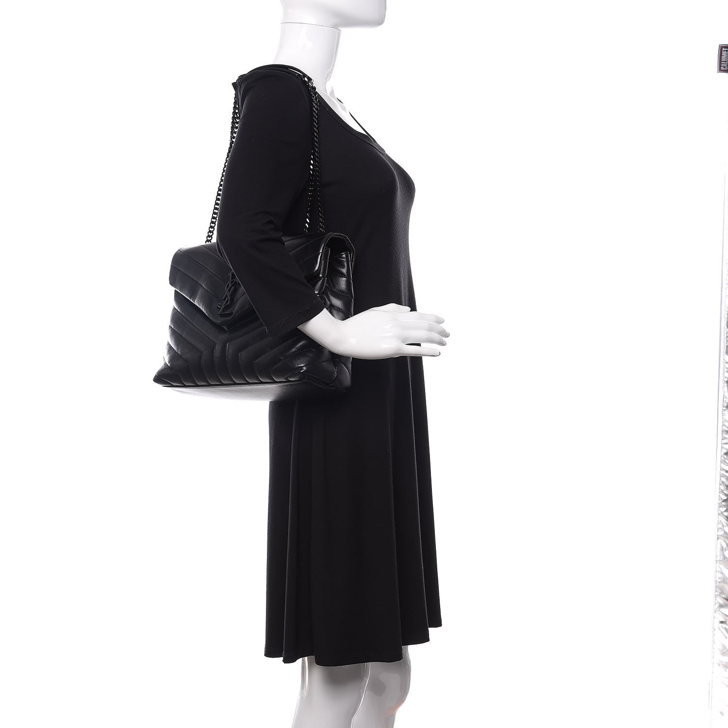 Saint Laurent Calfskin Y Quilted Monogram Medium Loulou Chain Satchel Black 2 of 9