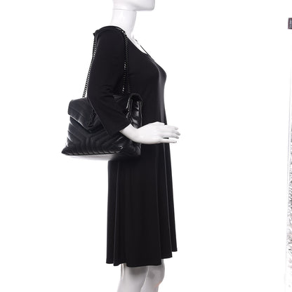 Saint Laurent Calfskin Y Quilted Monogram Medium Loulou Chain Satchel Black 2 of 9
