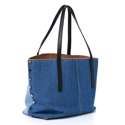 Jimmy Choo Denim Calfskin Twist East West Tote Blue Black 2 of 11