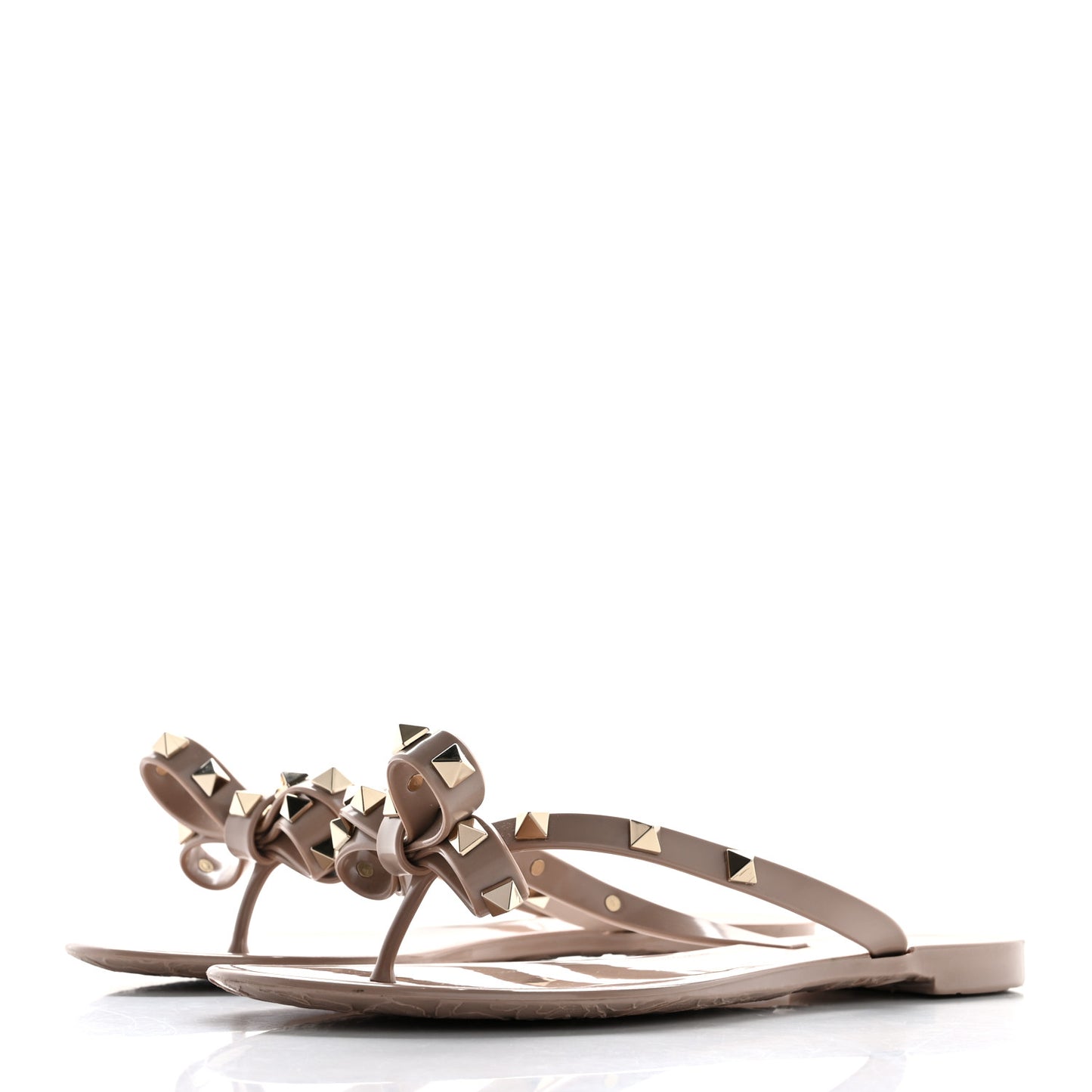 PVC Jelly Rockstud Bow Thong Sandals 36 Poudre