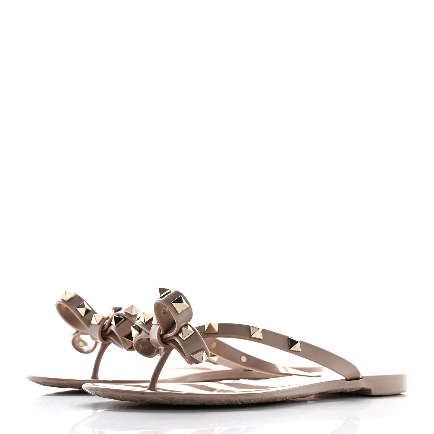Valentino Garavani PVC Jelly Rockstud Bow Thong Sandals 36 Poudre 4 of 11