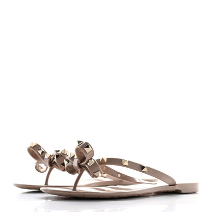Valentino Garavani PVC Jelly Rockstud Bow Thong Sandals 36 Poudre 4 of 11
