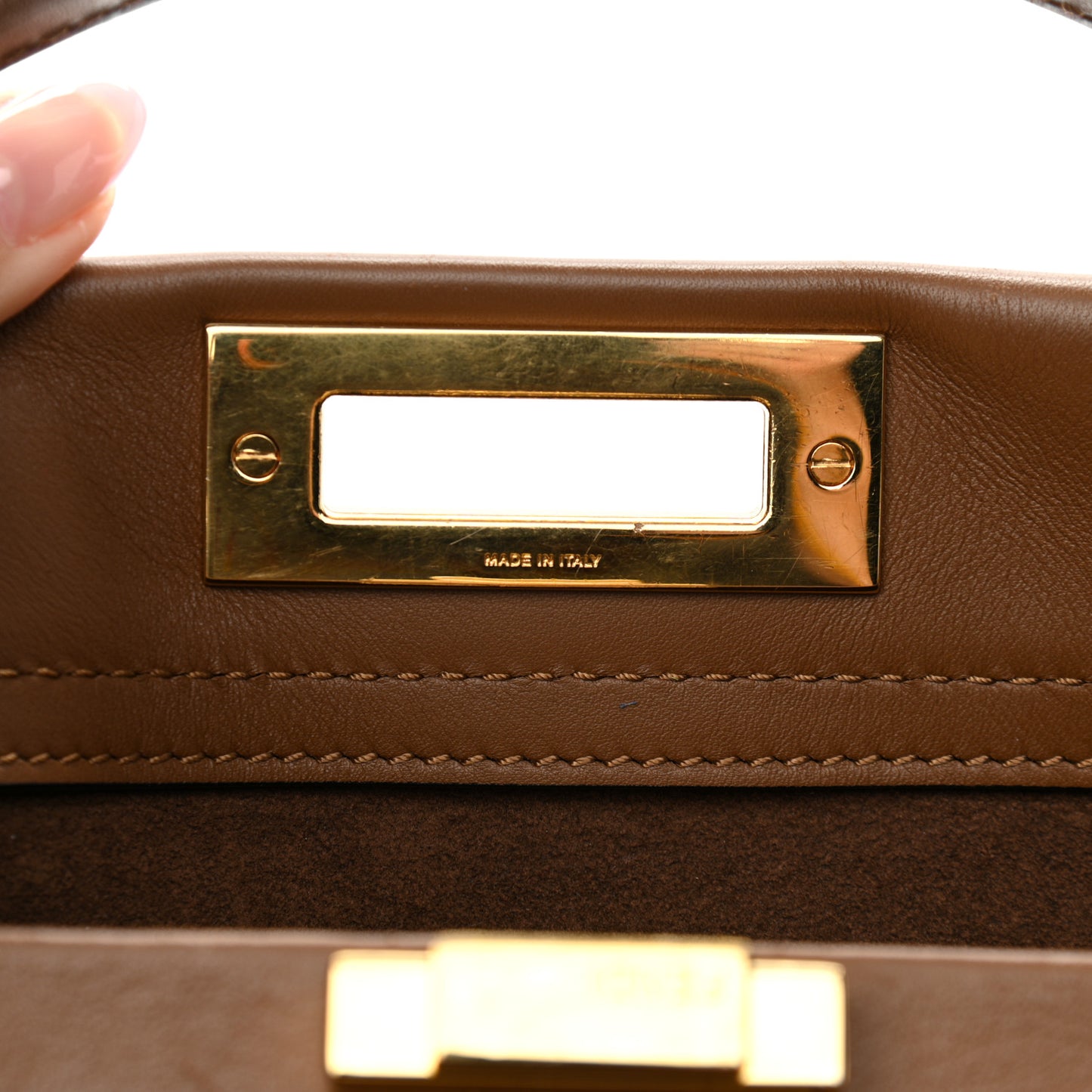 Calfskin Lace Up Large Peekaboo Iconic Satchel Cognac