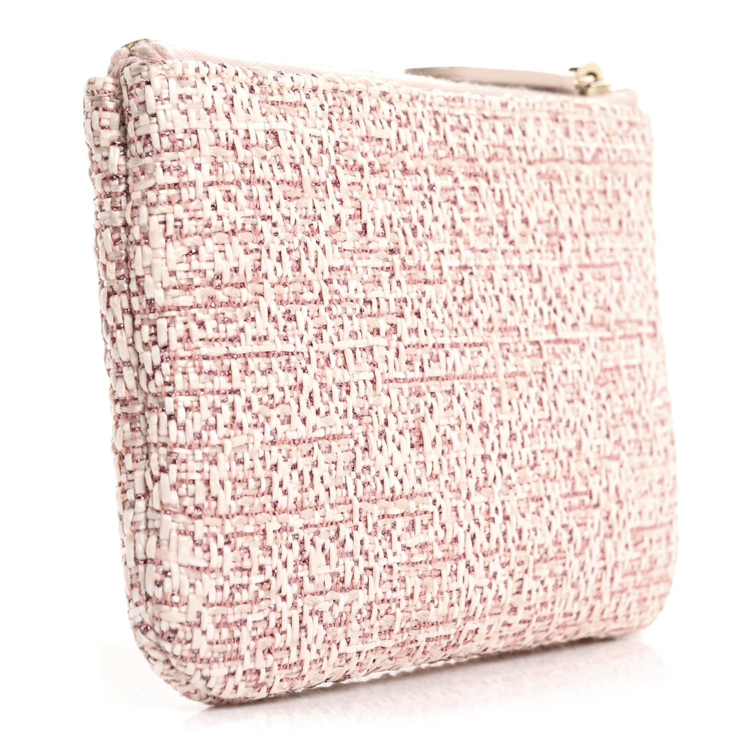 Chanel Woven Straw Raffia Deauville Cosmetic Pouch Pink 3 of 8