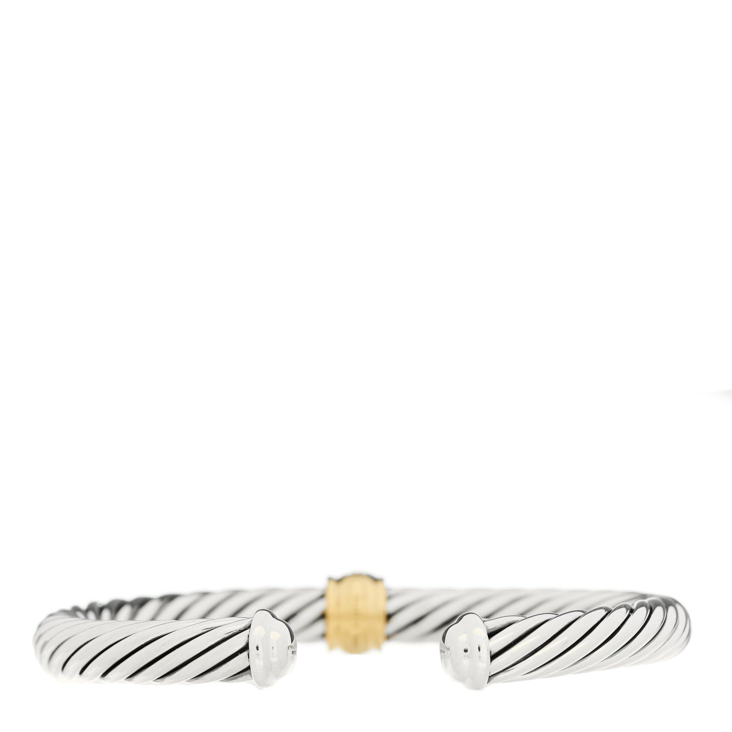 Sterling Silver 18K Yellow Gold Diamond 7mm Cable Classics Station Bracelet