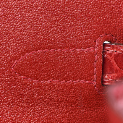 Hermes Shiny Porosus Crocodile Birkin 35 Rouge Vif 21 of 32