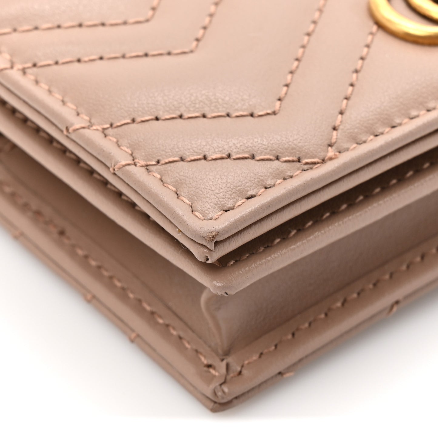Calfskin Matelasse GG Marmont Card Case Wallet Porcelain Rose