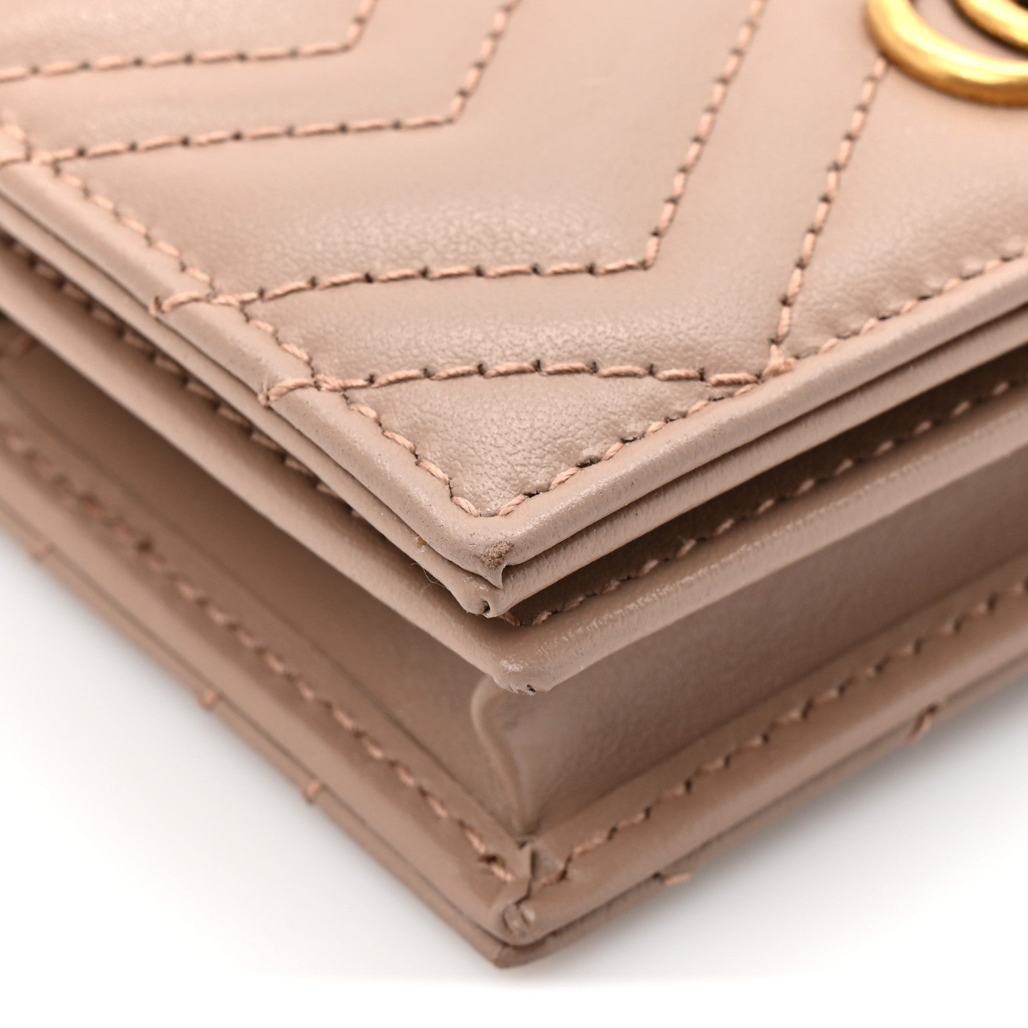 Gucci Calfskin Matelasse GG Marmont Card Case Wallet Porcelain Rose 8 of 10