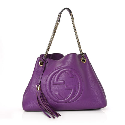 Gucci Pebbled Calfskin Medium Soho Chain Shoulder Bag Shine Purple 1 of 12