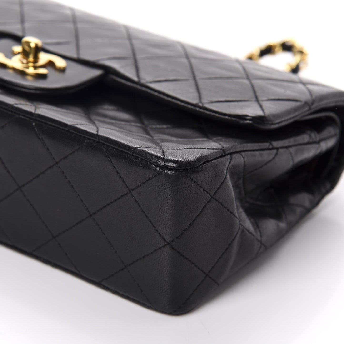 Lambskin Quilted Small Double Flap Black