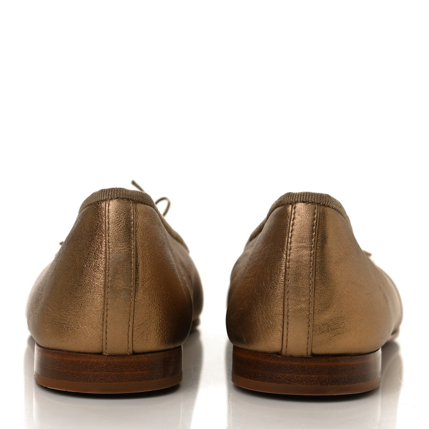 Metallic Lambskin CC Cap Toe Ballerina Flats 41 Bronze
