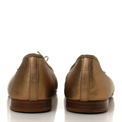 Chanel Metallic Lambskin CC Cap Toe Ballerina Flats 41 Bronze 6 of 14