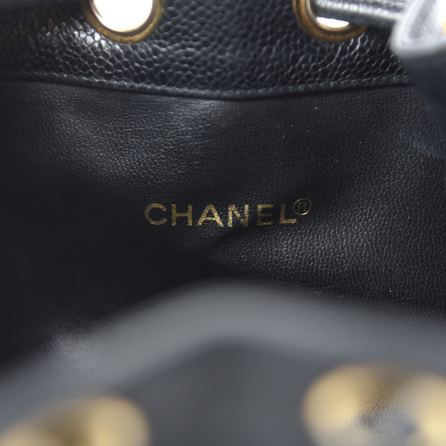 Chanel CC Stitched Drawstring Bucket Bag Black 9 of 12