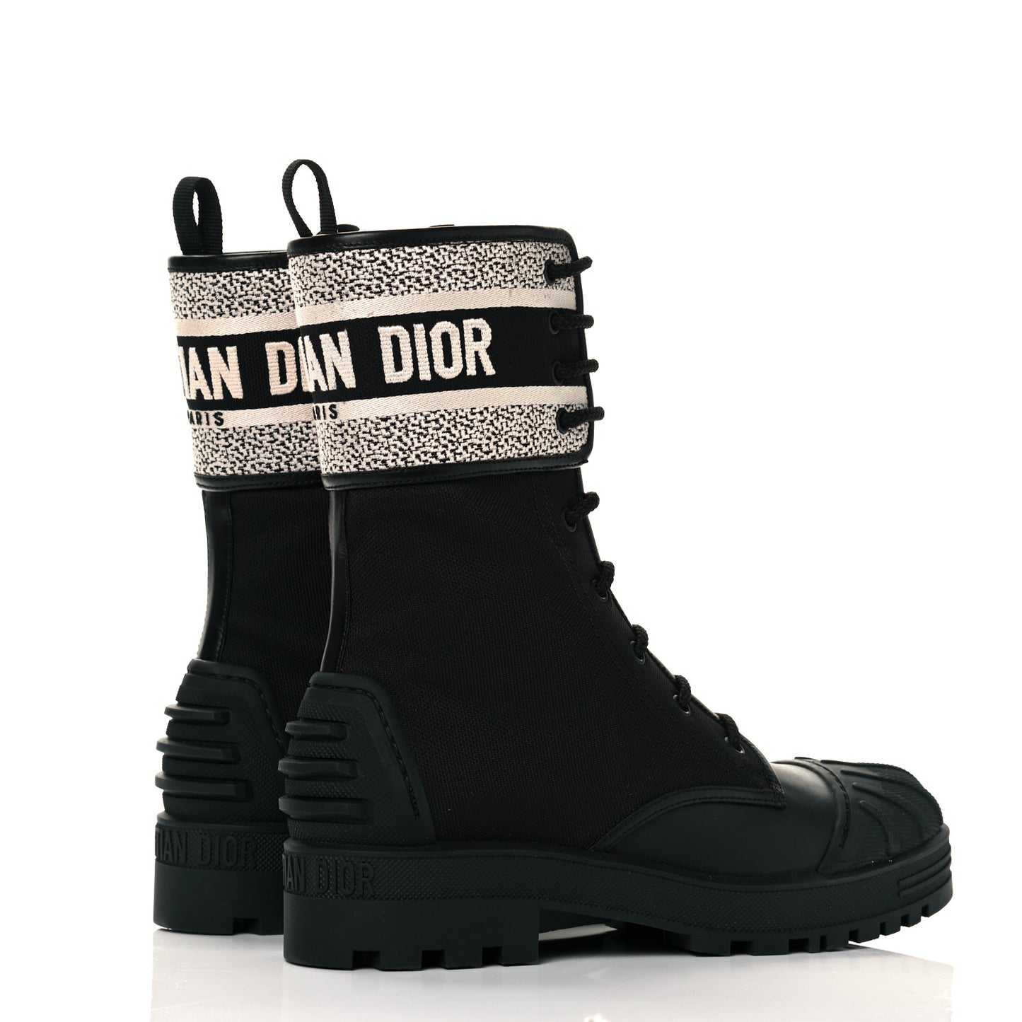 Calfskin Technical Fabric D-Major Ankle Boots 39 Black White