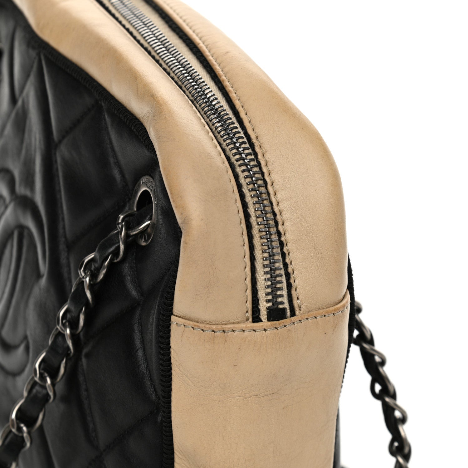Chanel Calfskin Quilted Small Ballerine Camera Case Black Beige 13 of 14