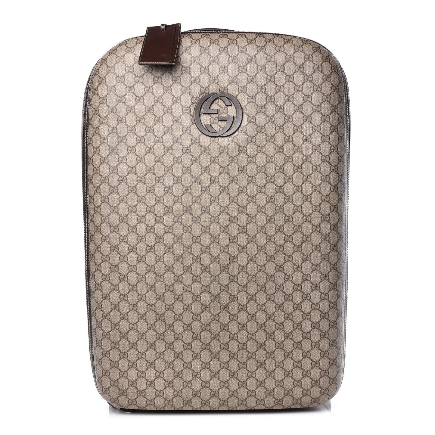 GG Plus Monogram Trolley Suitcase Dark Brown