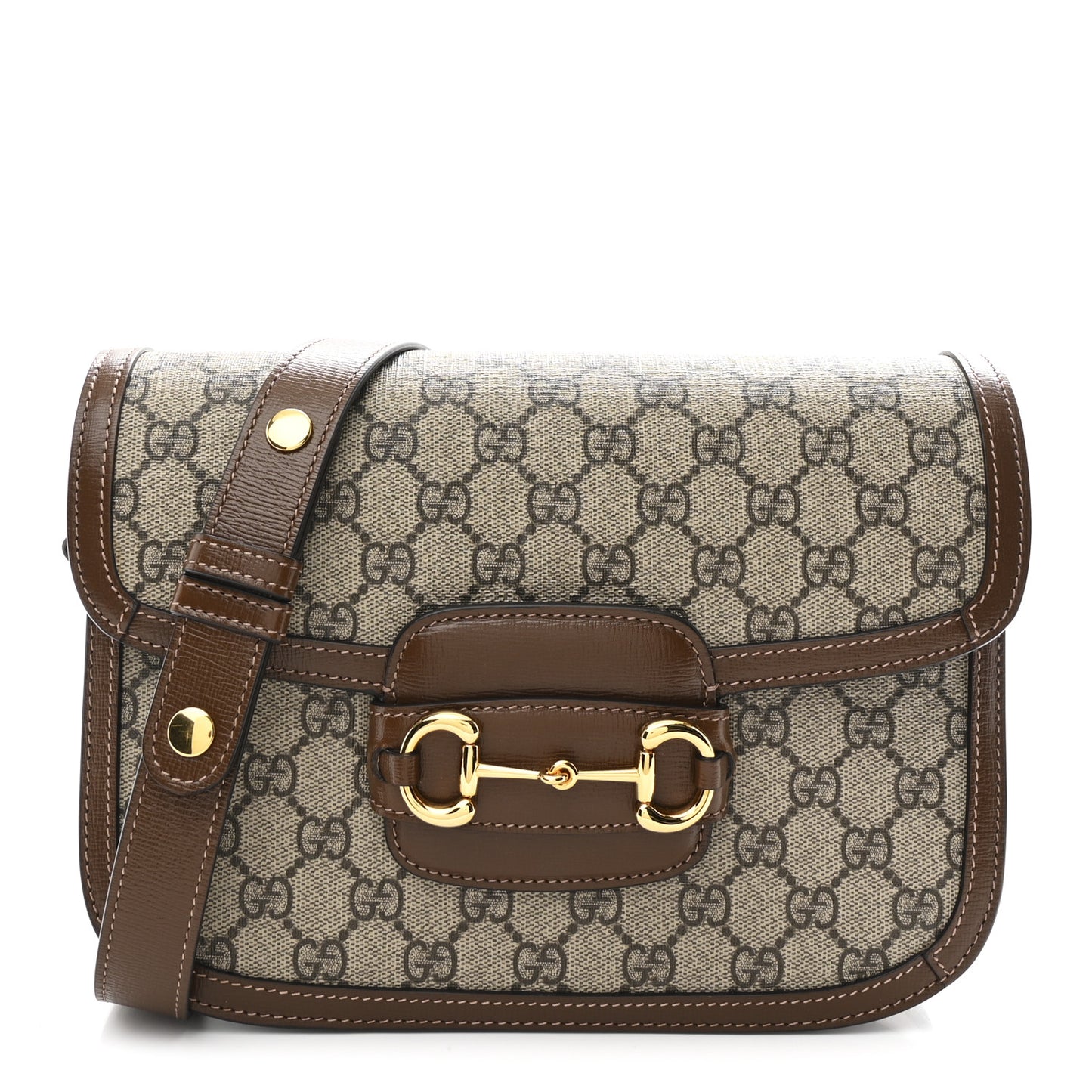 GG Supreme Monogram Horsebit 1955 Shoulder Bag Beige Brown Sugar