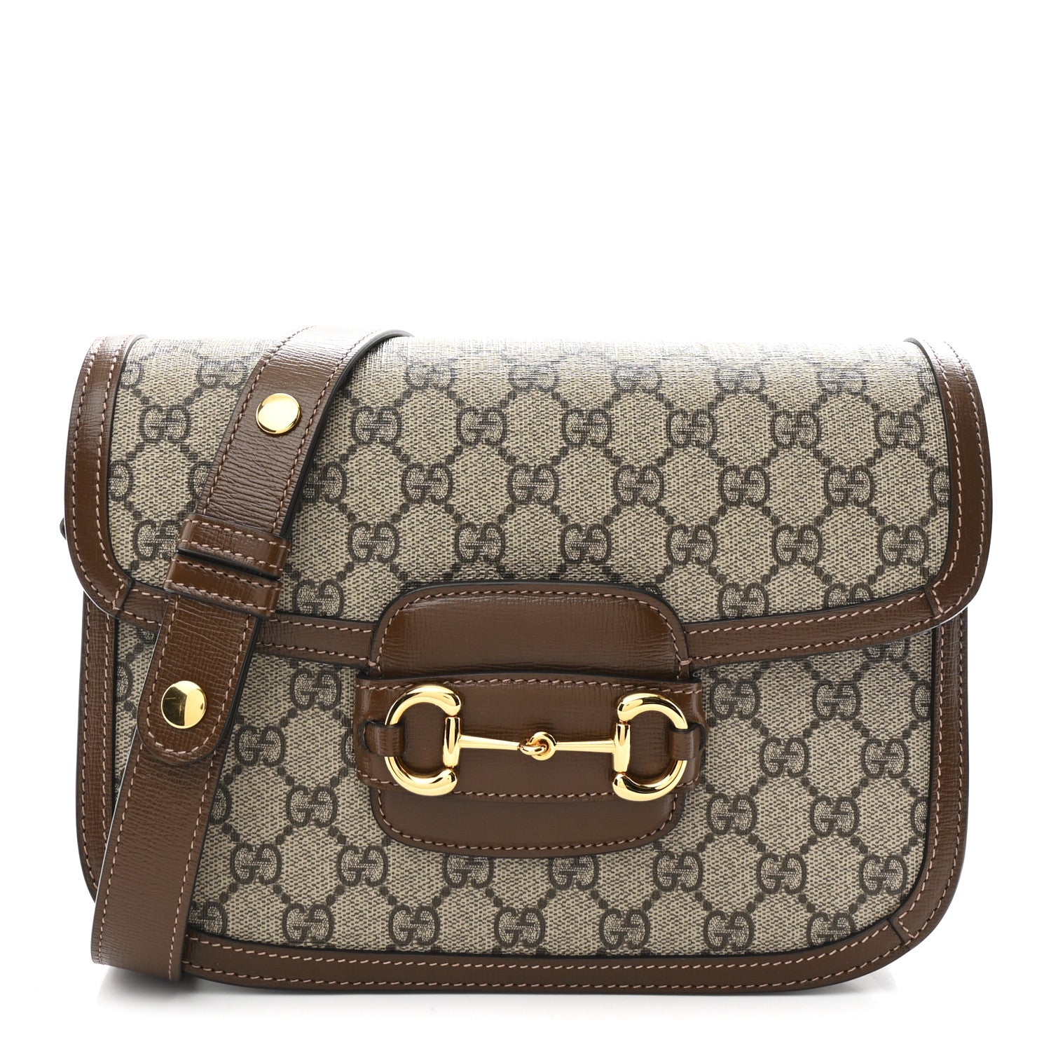 Gucci GG Supreme Monogram Horsebit 1955 Shoulder Bag Beige Brown Sugar 1 of 10