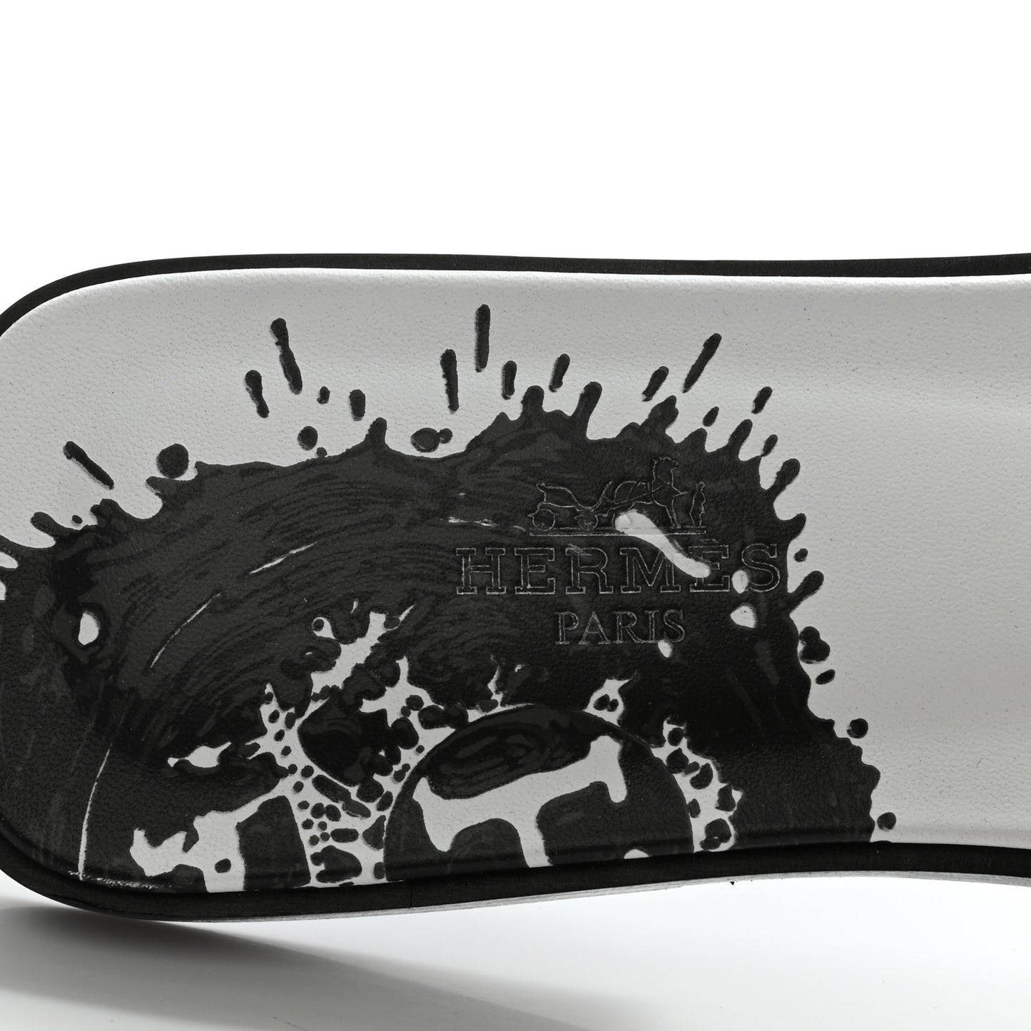 Calfskin Peinture Fraiche Oran Sandals 38 White Black