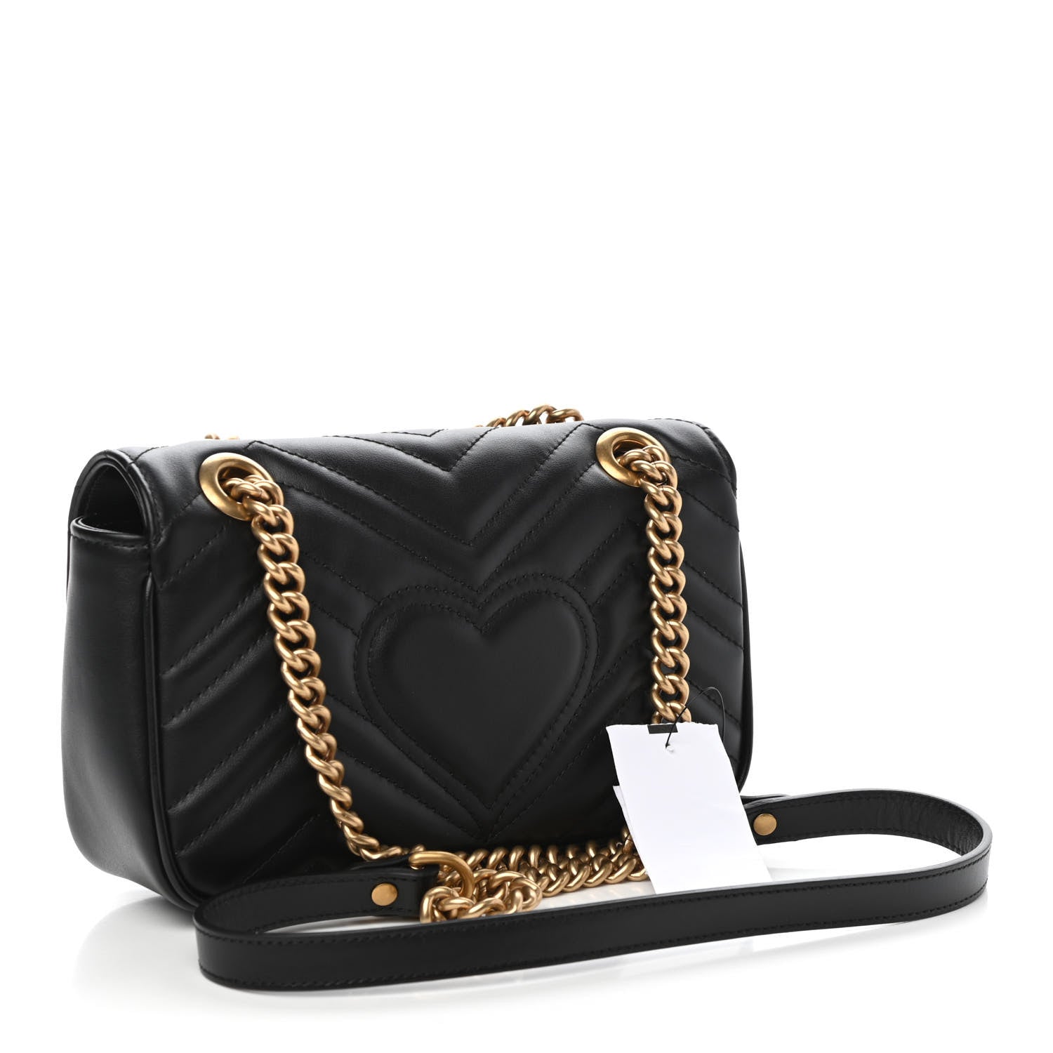 Gucci Calfskin Matelasse Mini GG Marmont Shoulder Bag Black 3 of 11