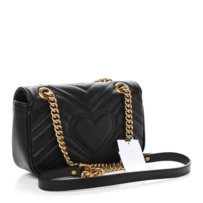 Gucci Calfskin Matelasse Mini GG Marmont Shoulder Bag Black 3 of 11