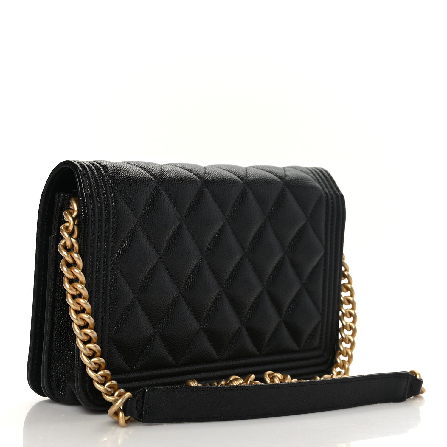 Chanel Caviar Quilted Boy Wallet On Chain WOC Black 2 of 8