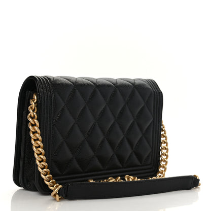 Chanel Caviar Quilted Boy Wallet On Chain WOC Black 2 of 8