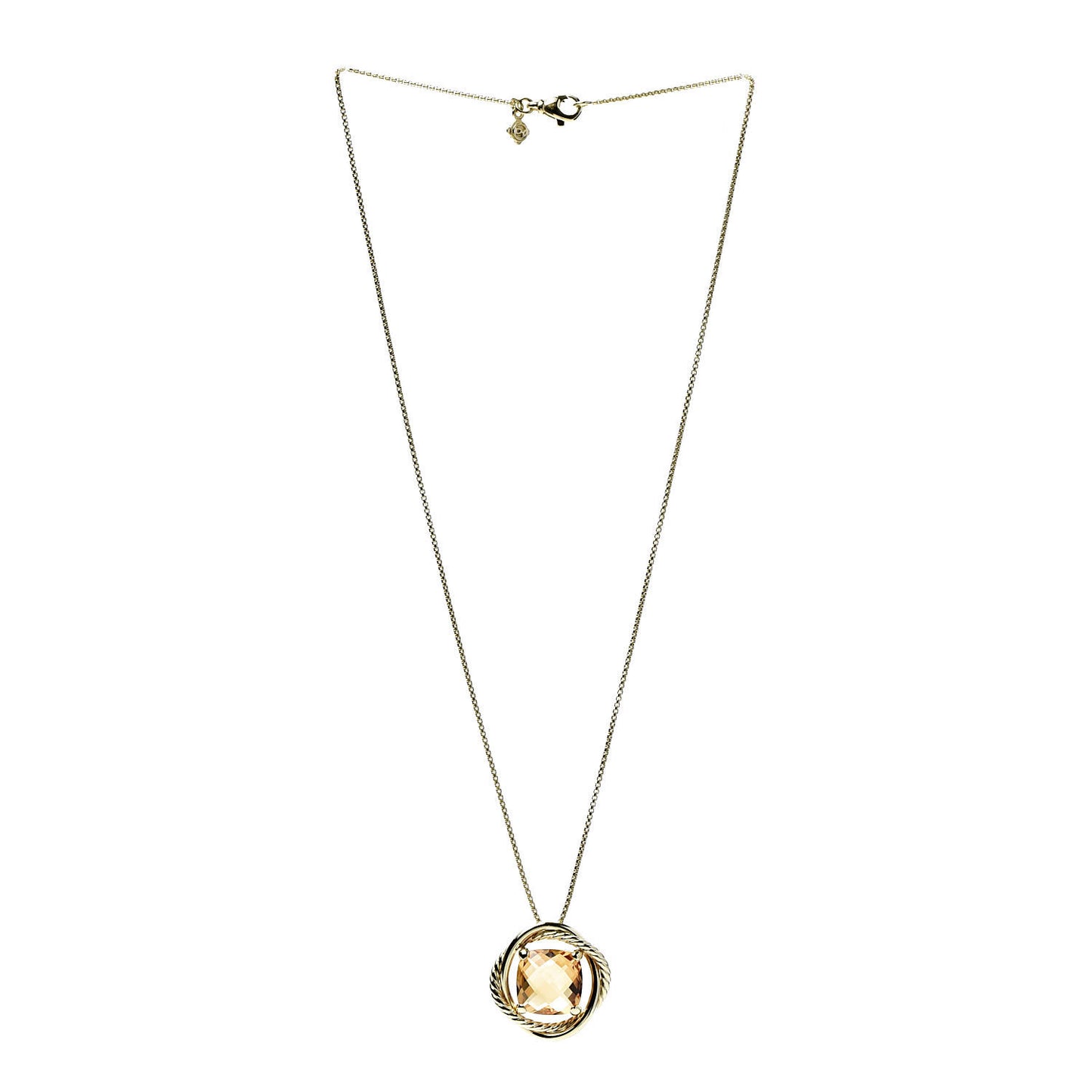 18K Yellow Gold Citrine 11mm Infinity Pendant Necklace